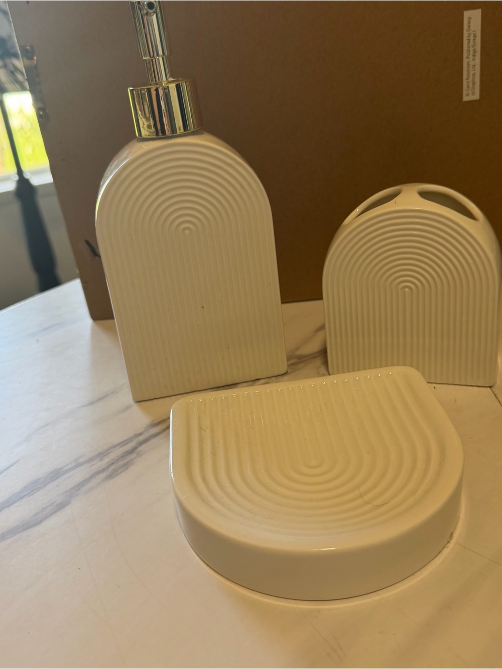 Ceramic White Bathroom Accessory Set - 3 Piece